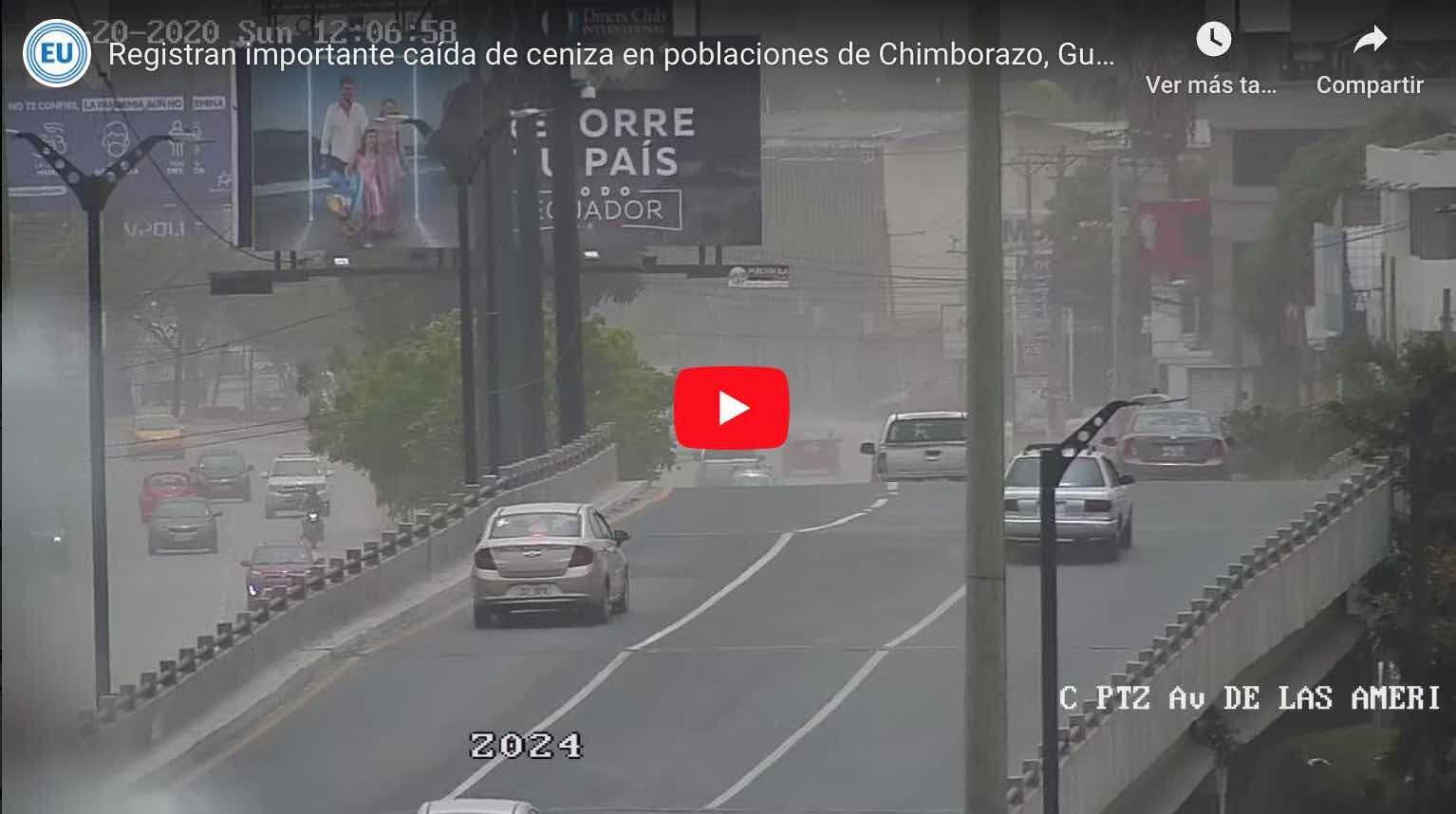 VIDEO: Caída de ceniza en poblaciones de Chimborazo, Guayas y Santa Elena