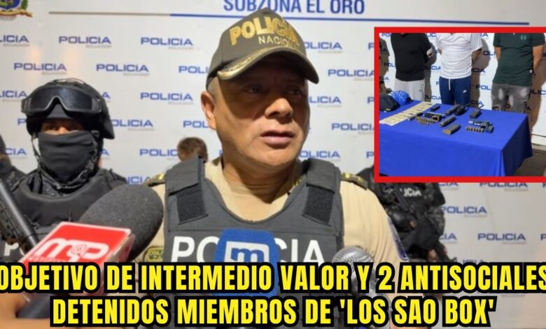 1 Objetivo de intermedio valor y 2 Antisociales aprehendidos en Machala