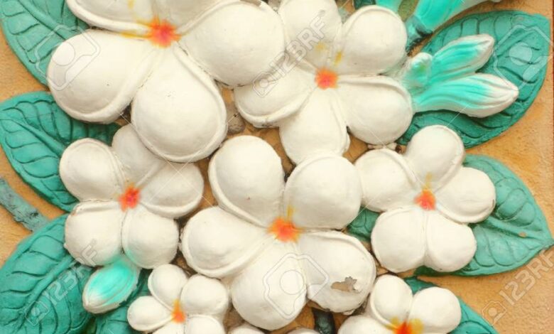 Artesanía Cemento Bajo Relieve De Estilo Tailandés Del Plumeria O ...