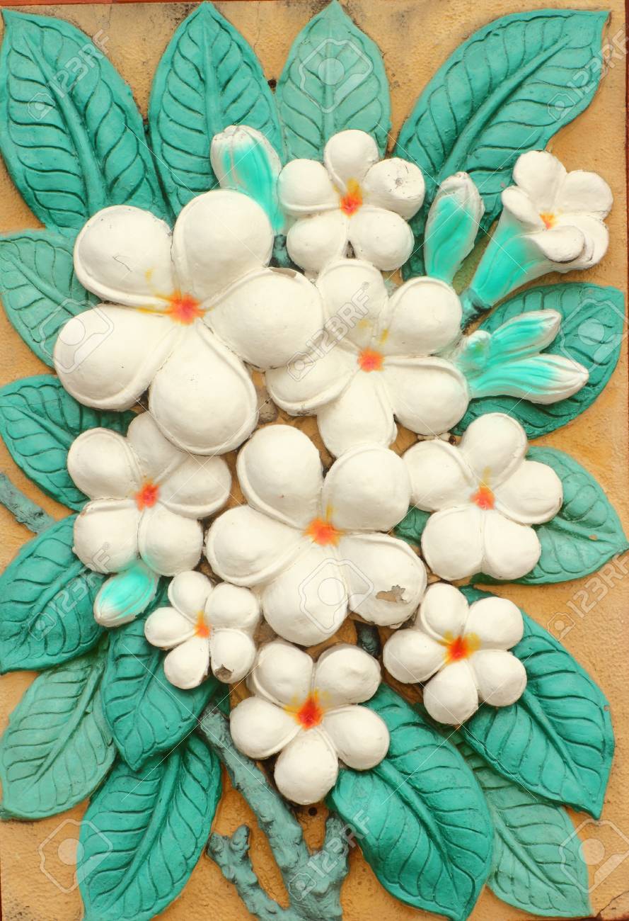 Artesanía Cemento Bajo Relieve De Estilo Tailandés Del Plumeria O ...