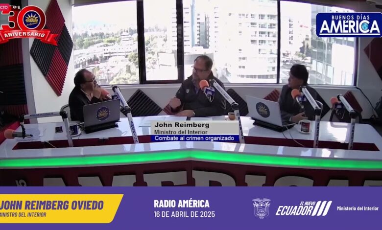 Entrevista del ministro del Interior, John Reimberg, en Radio América 16 04  2025