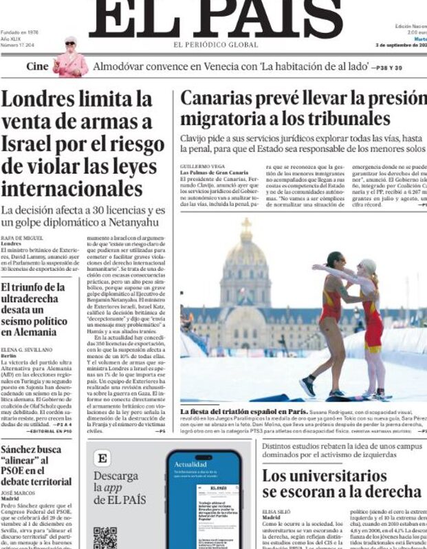 Portadas de los periódicos del martes 3 de septiembre de 2024