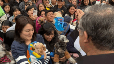 Celebran bendición de animales en la Iglesia Loma de Quito en Riobamba