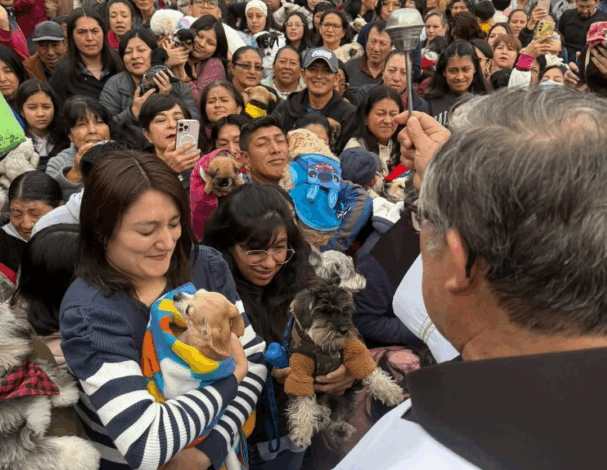 Celebran bendición de animales en la Iglesia Loma de Quito en Riobamba