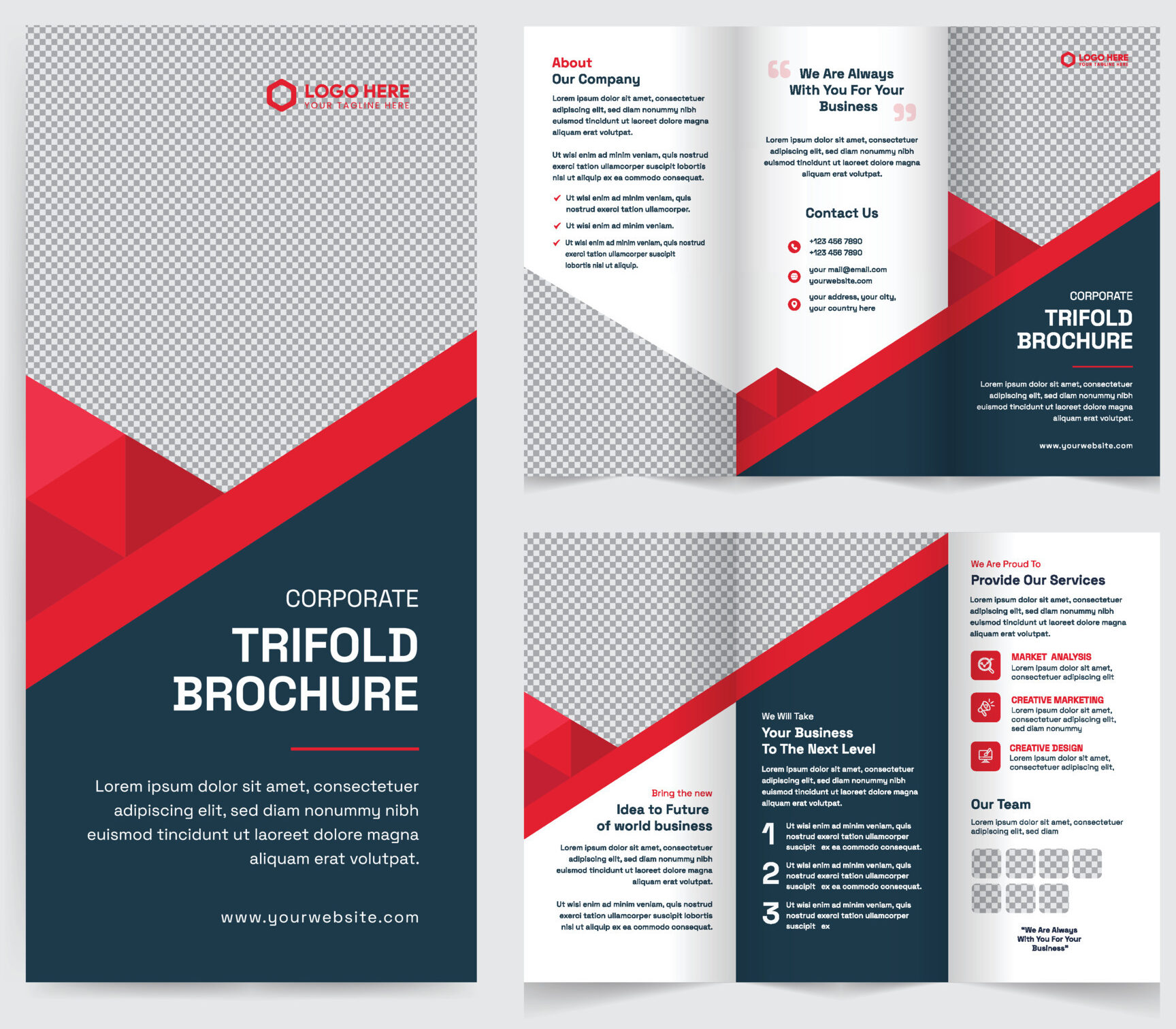 Corporate trifold brochure template. Modern, Creative, and Professional ...