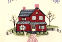Home Sweet Home 9” Serving Bowl Country Quilt Patches Farmhouse Scene ...
