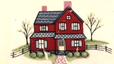 Home Sweet Home 9” Serving Bowl Country Quilt Patches Farmhouse Scene ...