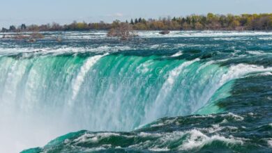 Niagara Falls Canada side stock photo. Image of boat - 121982406